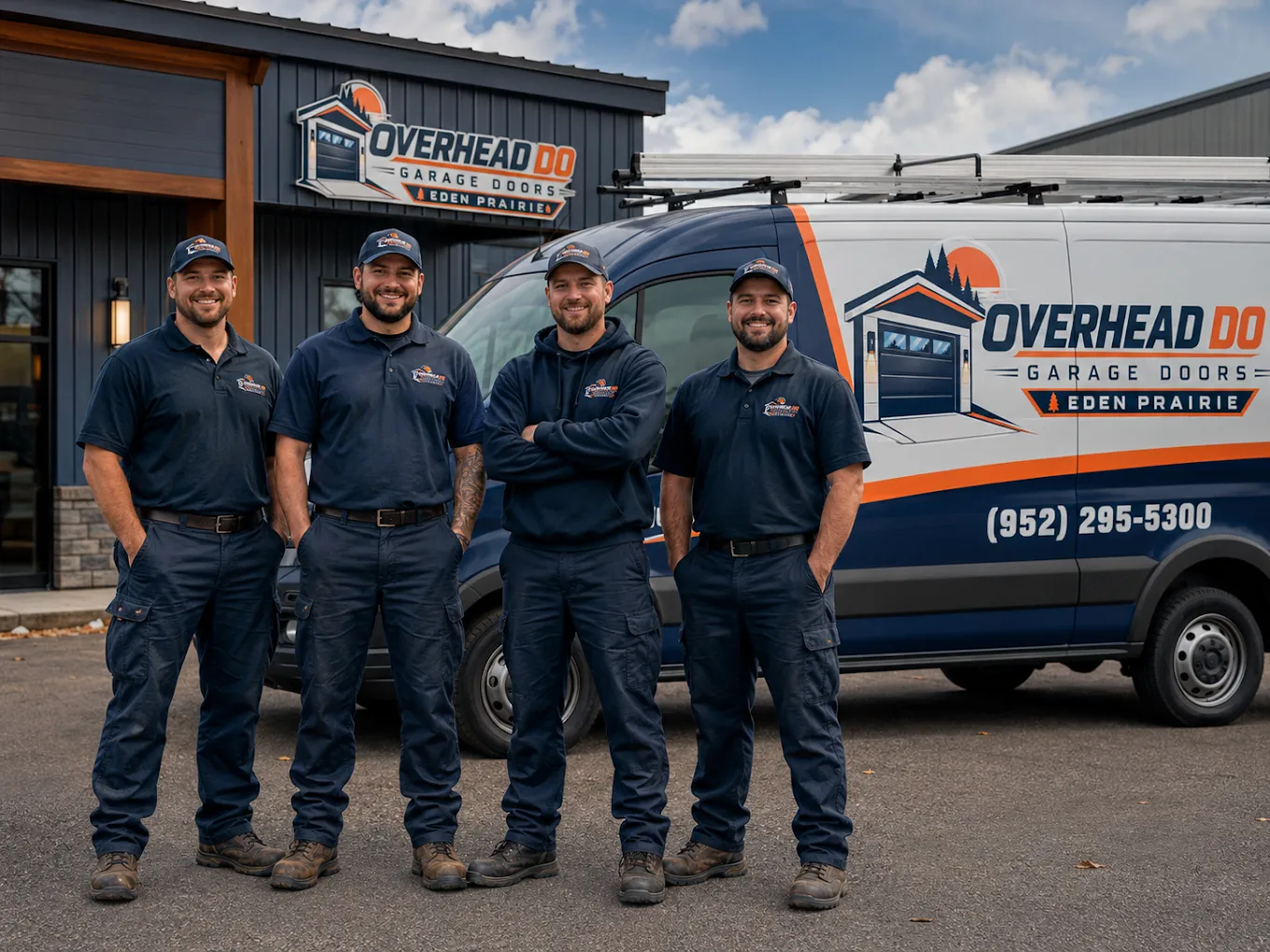 Overhead Do Garage Doors Eden Prairie service team with branded garage door van
